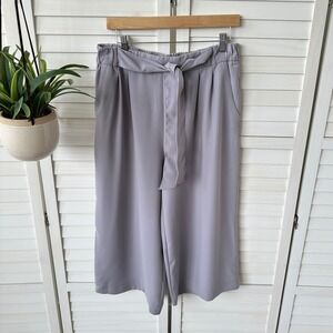 Lululemon Noir Crop Wide Leg Pants Silverscreen Gray Tie Waist Womens Size 12